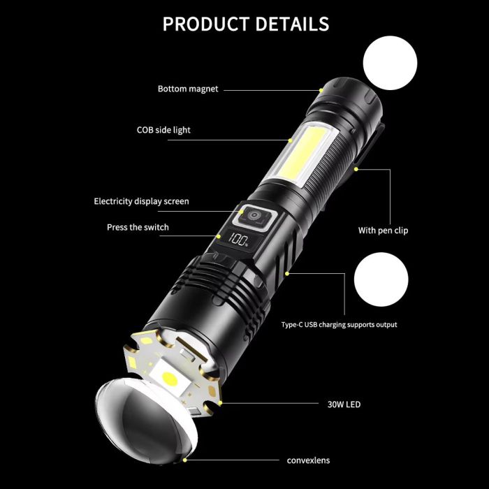 Ліхтар ручний COB18, 1x18650