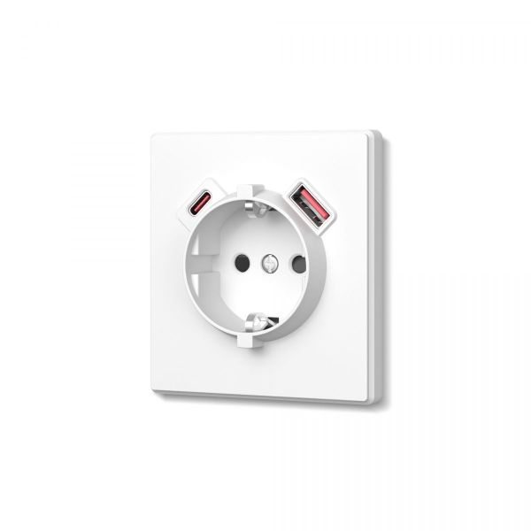 Розетка одинарна із заземленням USB-A+C 20W біла матова VIDEX NOTA (VF-NT-SK1GUC-WH)