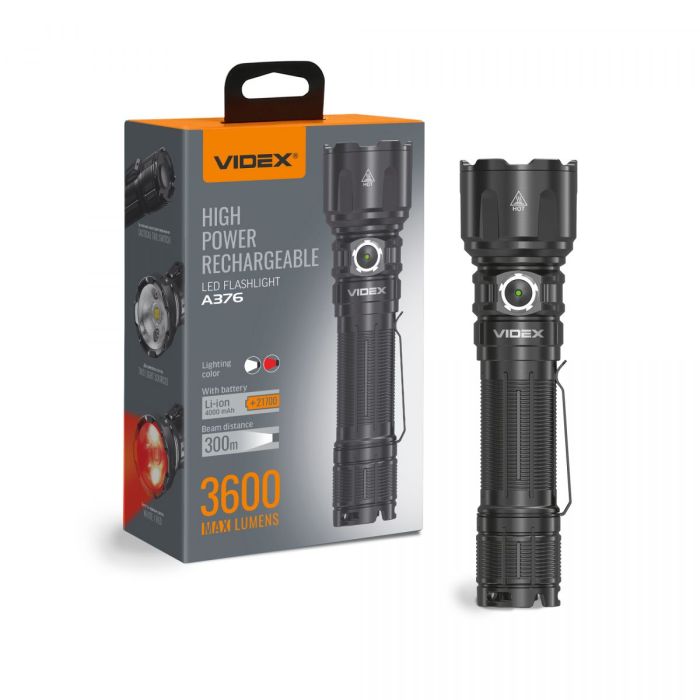Портативний світлодіодний ліхтарик VIDEX VLF-A376 3600Lm 5000K