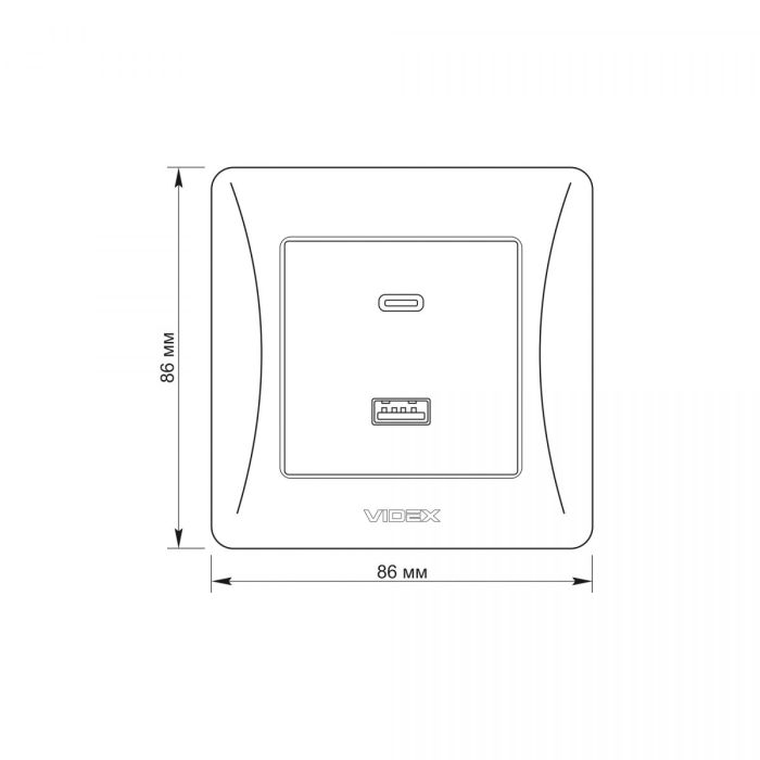 Розетка USB-A + USB-C PD20W срібний шовк VIDEX BINERA