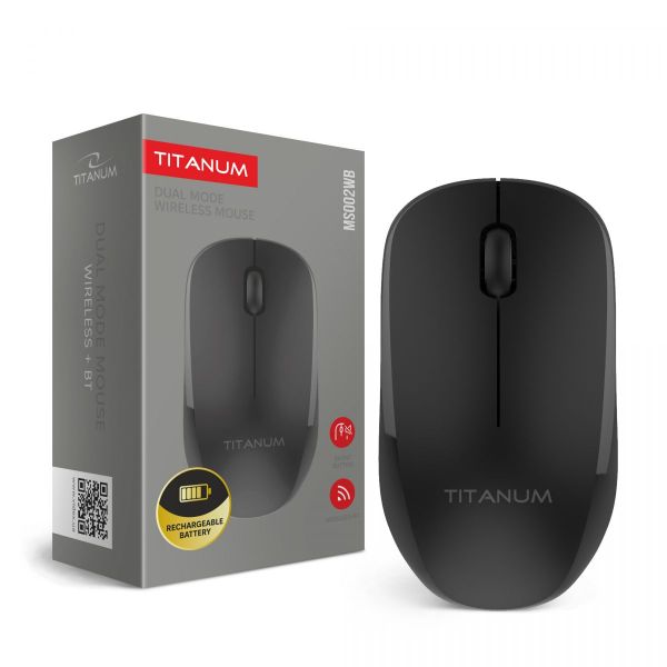 Бездротова миша дворежимна TITANUM MS002WB Black (2.4GHz + BT)
