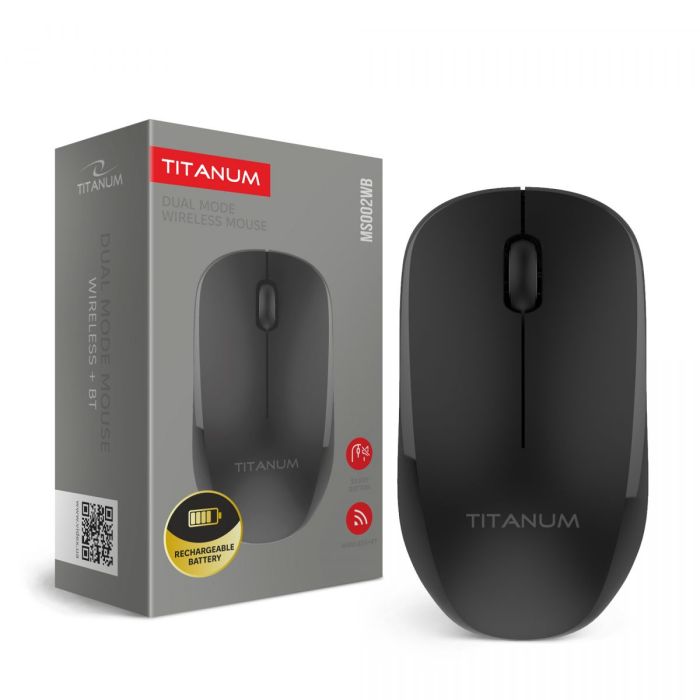 Бездротова миша дворежимна TITANUM MS002WB Black (2.4GHz + BT)