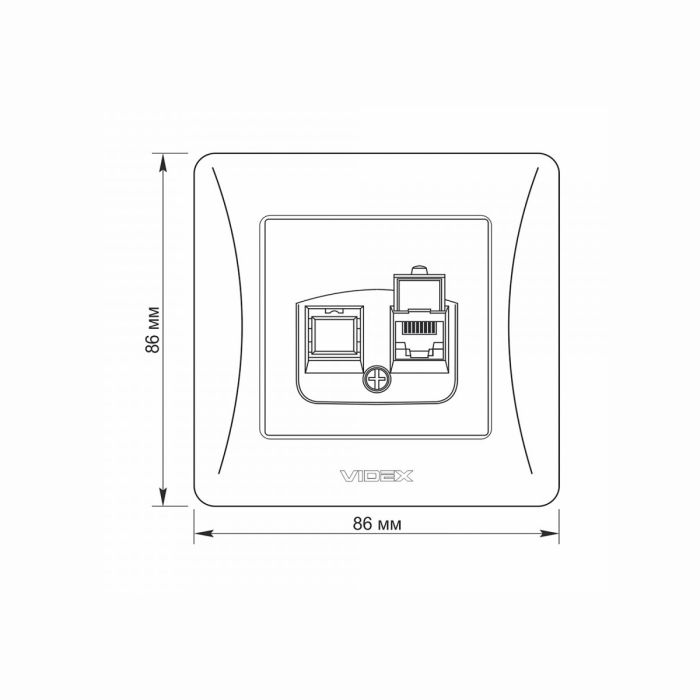 Розетка CAT6 одинарна комп'ютерна кремова VIDEX BINERA
