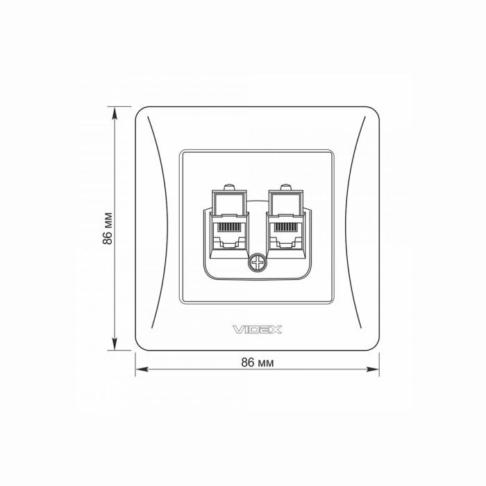 Розетка CAT6+CAT6 комп'ютерна подвійна чорний графіт VIDEX BINERA