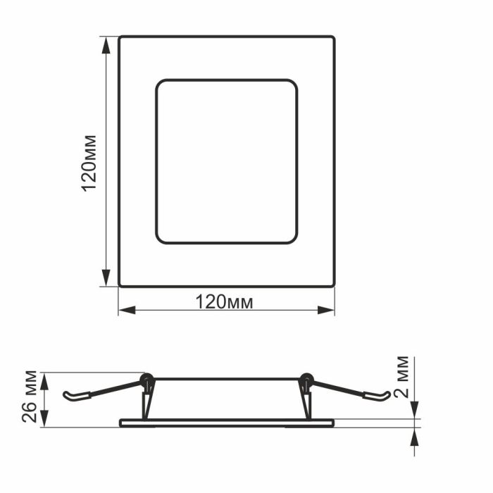 LED світильник Back вбудований квадрат VIDEX 6W 5000K