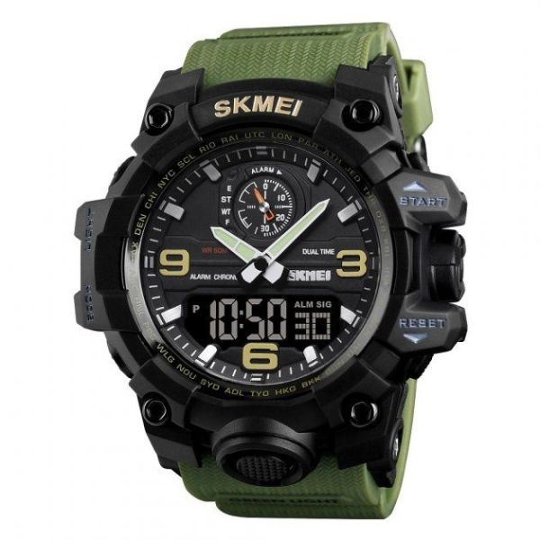 Чоловічий наручний годинник Skmei 1586 Army Green