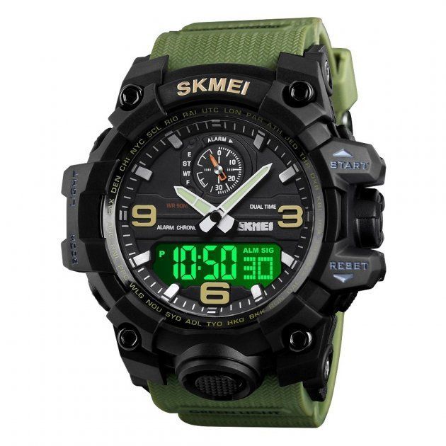 Чоловічий наручний годинник Skmei 1586 Army Green