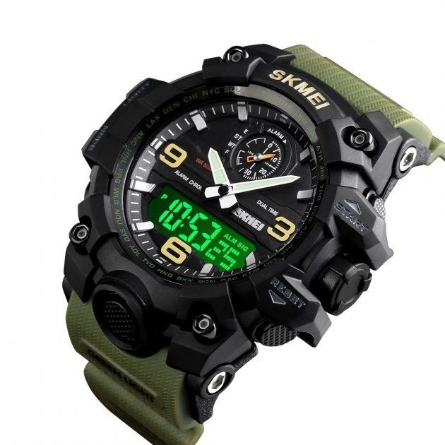 Чоловічий наручний годинник Skmei 1586 Army Green