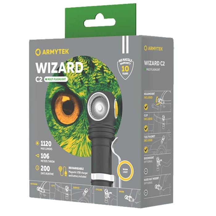 Портативний світлодіодний ліхтарик Armytek Wizard C2 Magnet USB Warm 1120Lm 3000K