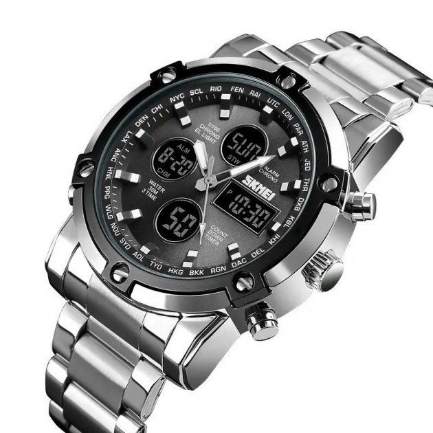 Годинник наручний чоловічий SKMEI 1389 (Silver-Black)