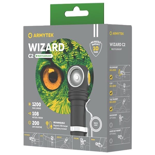 Портативний світлодіодний ліхтарик Armytek Wizard C2 Magnet USB White 1200Lm 6000K
