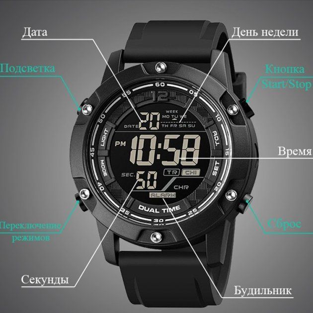 Годинник наручний чоловічий SKMEI 1762 (Black)
