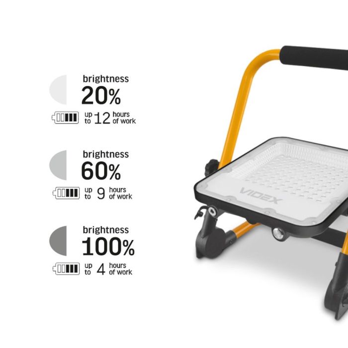 LED прожектор акумуляторний PREMIUM VIDEX F2A 50W 5000K