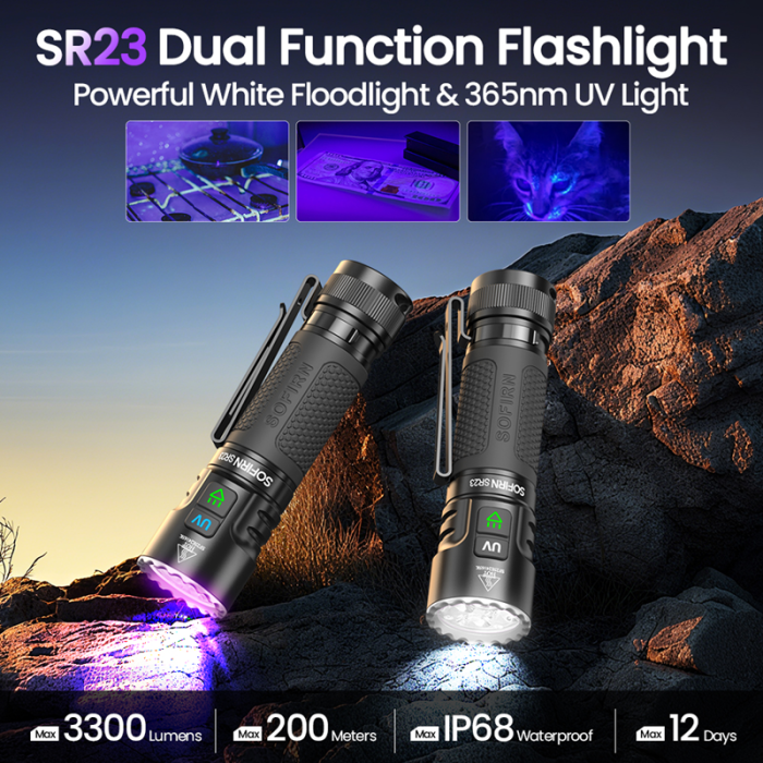 Портативний ліхтарик із ультрафіолетом Sofirn SR23 3300Lm 6000K
