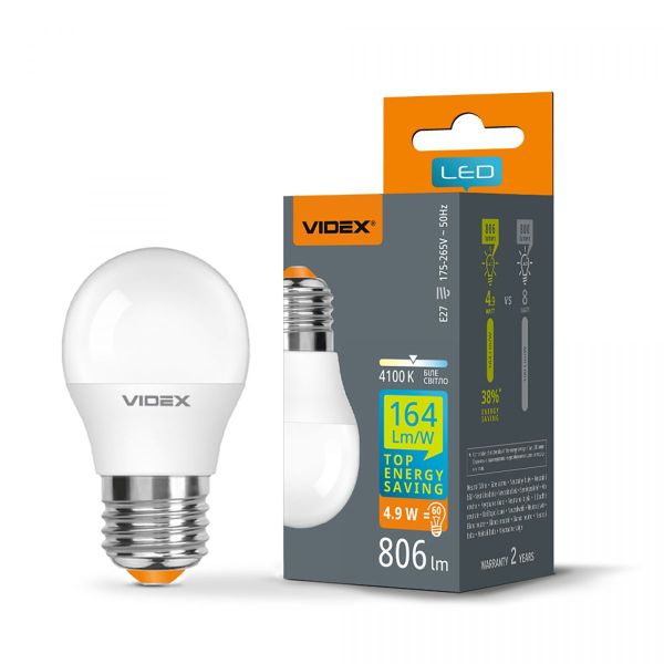 LED лампа VIDEX G45h 4.9W E27 4100K