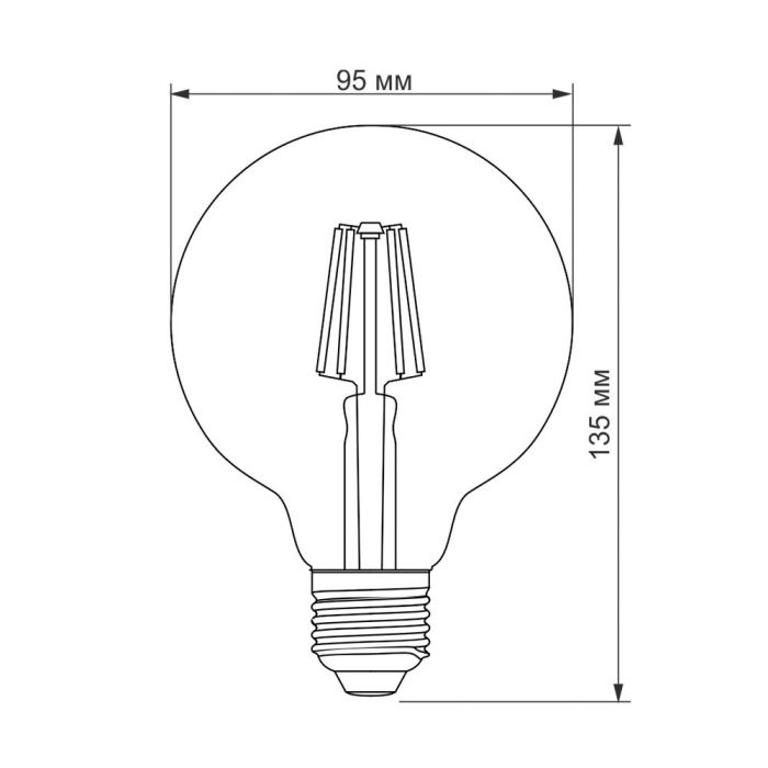 LED лампа TITANUM Filament G95 6W E27 2200K бронза