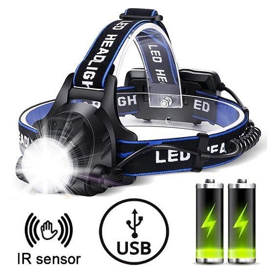 Налобний ліхтар Bailong BL-6699-T6-USB З датчиком руху
