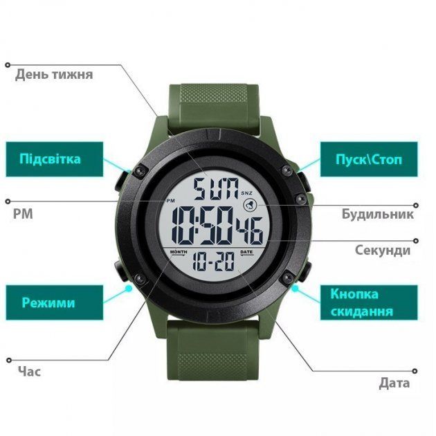 Чоловічий наручний годинник Skmei 1508 Army Green