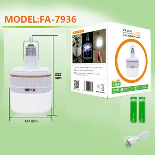 Світлодіодна LED лампочка з акумулятором FA-7936, 30W, E27, 2x18650/3ААА