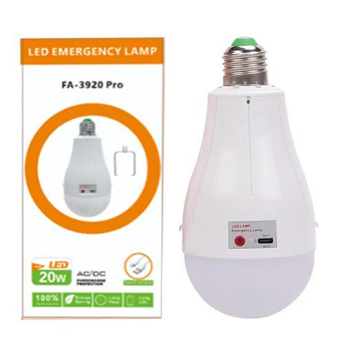 Світлодіодна LED лампочка з акумулятором FA-3920 Pro, 20W, E27, 2x18650
