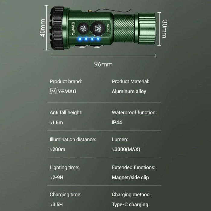 Портативний світлодіодний ліхтарик YEMAO YM-F337X