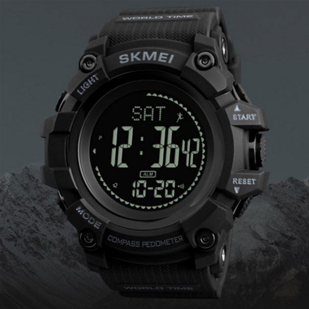 Чоловічий годинник Skmei 1356BK Black + Compass