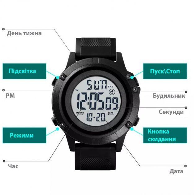 Чоловічий наручний годинник Skmei 1508 Black