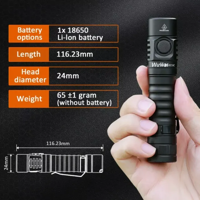 Портативний світлодіодний ліхтарик Wurkkos FC11C 1200Lm 5000K