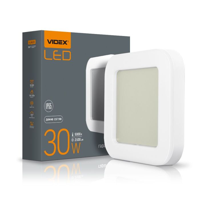 LED світильник ART IP65 квадратний VIDEX 30W 5000K