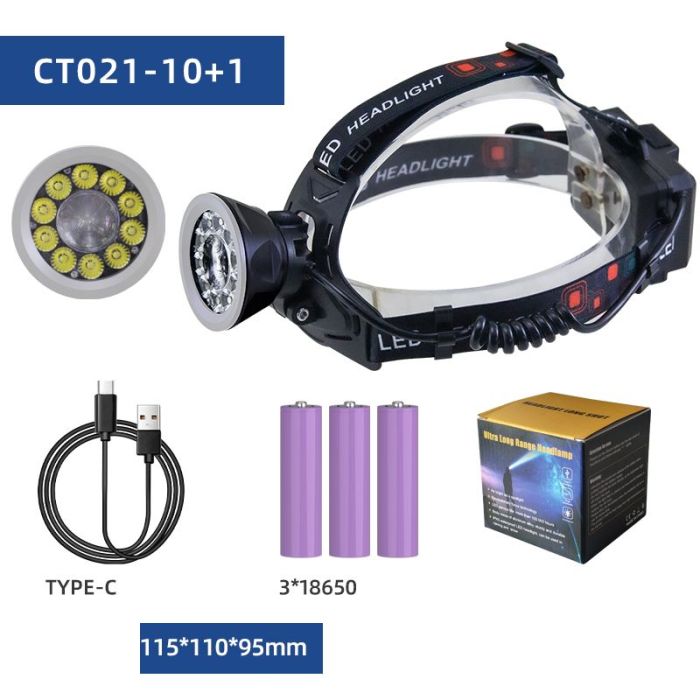 Ліхтар налобний CT021 10+1 ULTRA LED, 3x18650