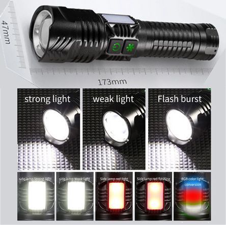 Ліхтарик XQ-S19-P99+COB (white+red+blue), 1x26650, zoom, ЗУ Type-C