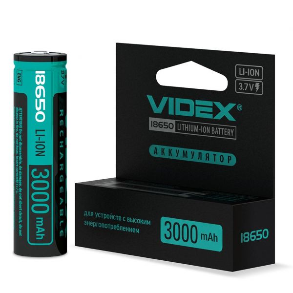 Акумулятор Videx Li-Ion 18650 (захист) 3000mAh