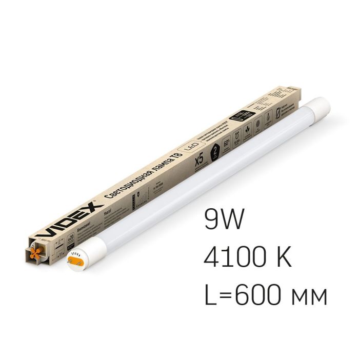 LED лампа VIDEX T8b 9W 0.6M 4100K матова