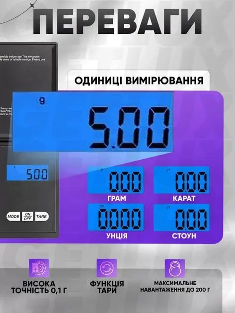 Ваги електронні ювелірні високоточні 6256, 200г