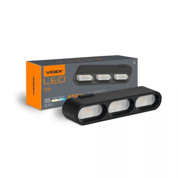 Світильник МАГНІТНИЙ трековий VIDEX LD13B 5.5W 4000K 48V Black
