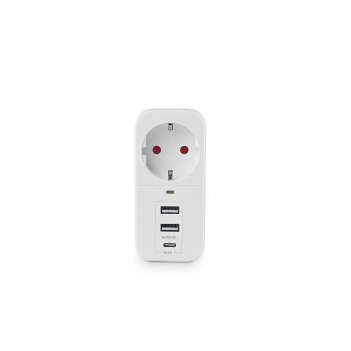 Мережевий адаптер VIDEX ONCORD з/з 1п 2.4A 2USB+USB-C White