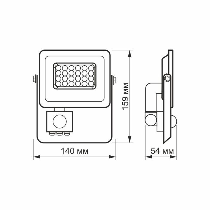 LED прожектор VIDEX F2e 10W 5000K з датчиком руху та освітленості