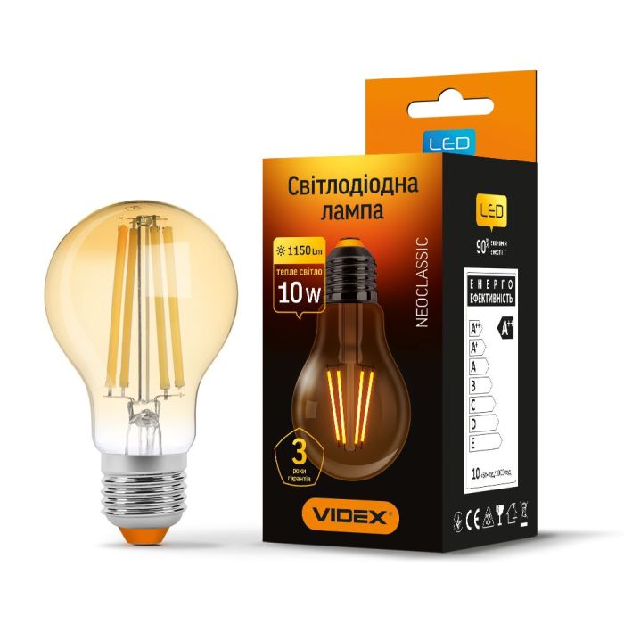 LED лампа VIDEX Filament A60FA 10W E27 2200K