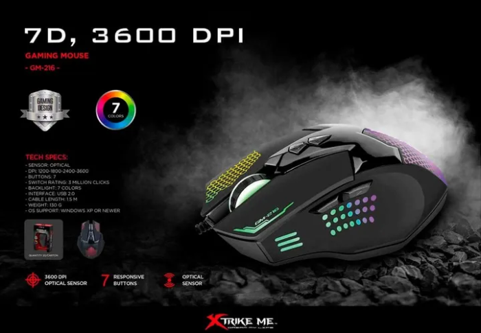 Ігрова комп'ютерна миша дротова XTRIKE ME GM-216 RGB Black