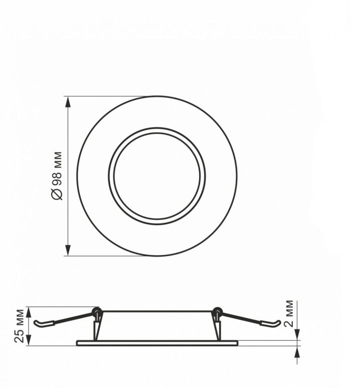 LED світильник Back вбудований круглий VIDEX 4W 5000K