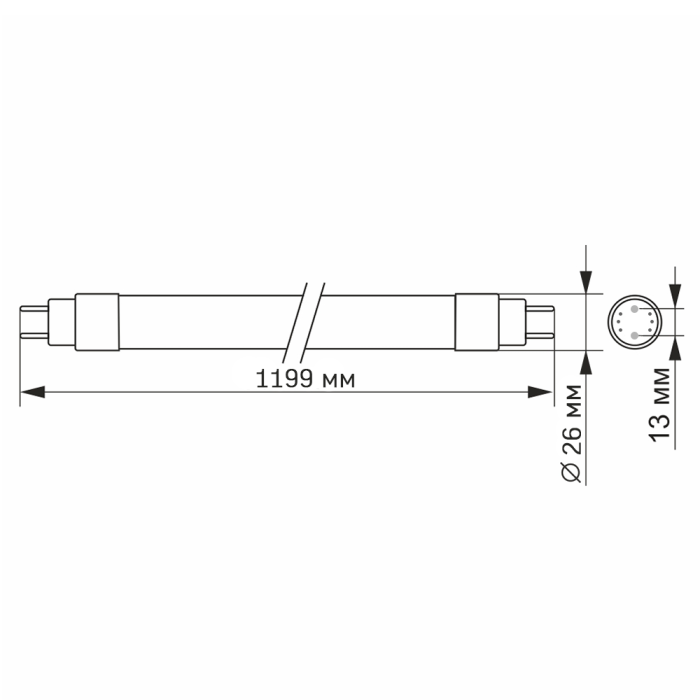 LED FITO лампа VIDEX T8F 18W 1.2M