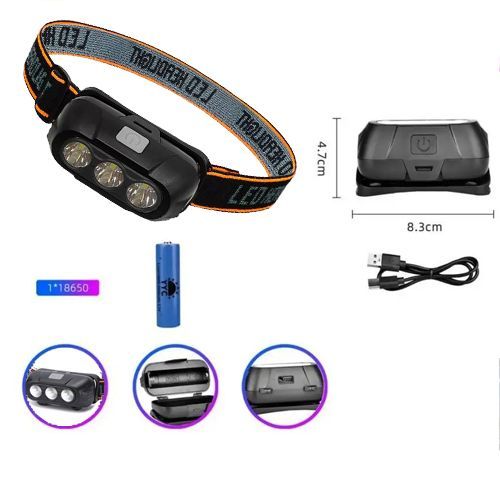 Ліхтарик налобний KX-214-3LED, 1x18650