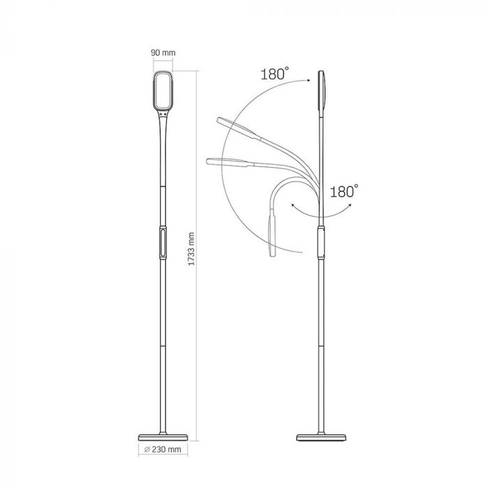 LED торшер чорний VIDEX TF07B 14W 3000-5500K