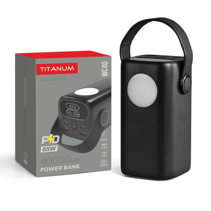 Повербанк 40000mAh TITANUM WC40 PD65W Black