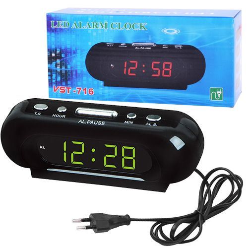 Настільний годинник з будильником VST-716-2 Green Light