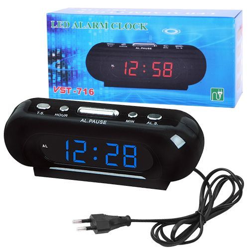 Настільний годинник з будильником VST-716-5 Blue Light