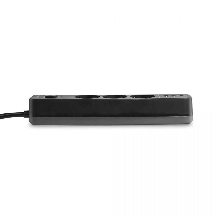 Сетевой удлинитель VIDEX ONCORD с/с 3п 3м (3x1.5мм) 2.4А 2USB+USB-C с кнопкой Black