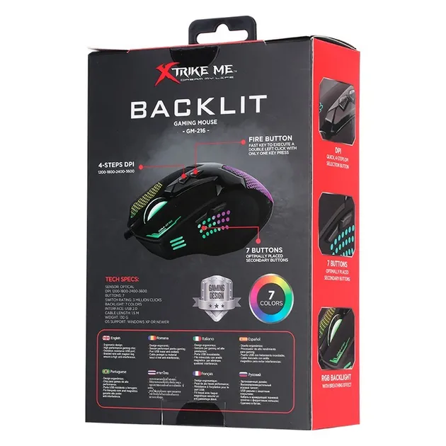 Ігрова комп'ютерна миша дротова XTRIKE ME GM-216 RGB Black