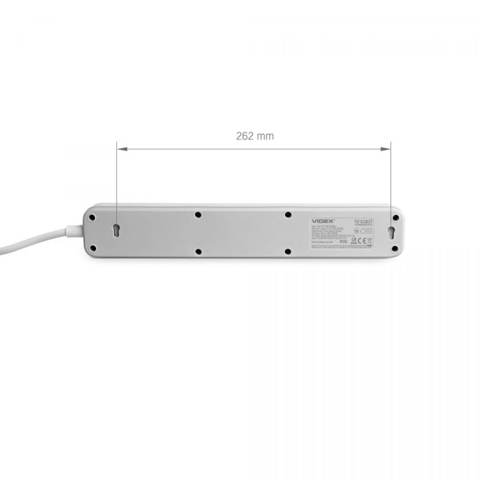 Мережевий подовжувач VIDEX ONCORD з/з 4п 3м (3x1.5мм) 3.4А USB(QC3.0) +USB-C(PD20W) з кнопкою White