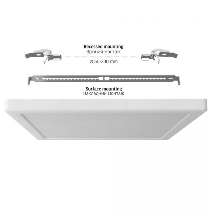 LED світильник квадратний VIDEX DL6S 24W 3000K-4000K-6500K White